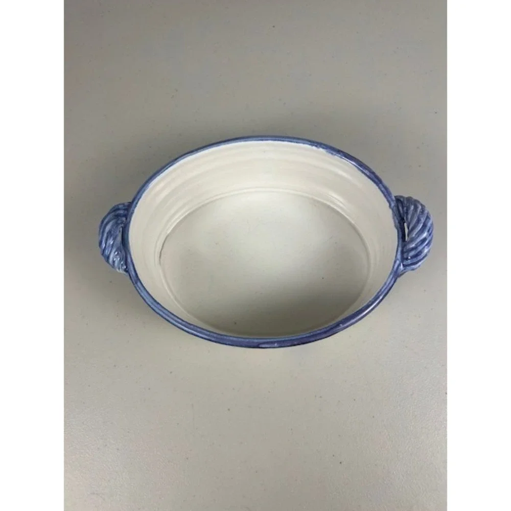 Hand Painted Yellow Blue Floral Ceramic Oval Serving Bowl Handles 10in‎ Signed
